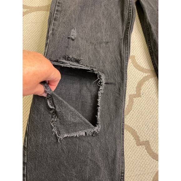 Garage denim street wide leg black distressed jeans, size: 00/23 - Picture 9 of 15